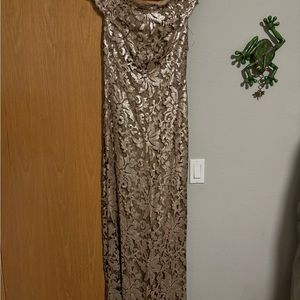 Tadashi Shoji Odette Off-Shoulder Sequin Mesh Column Gown